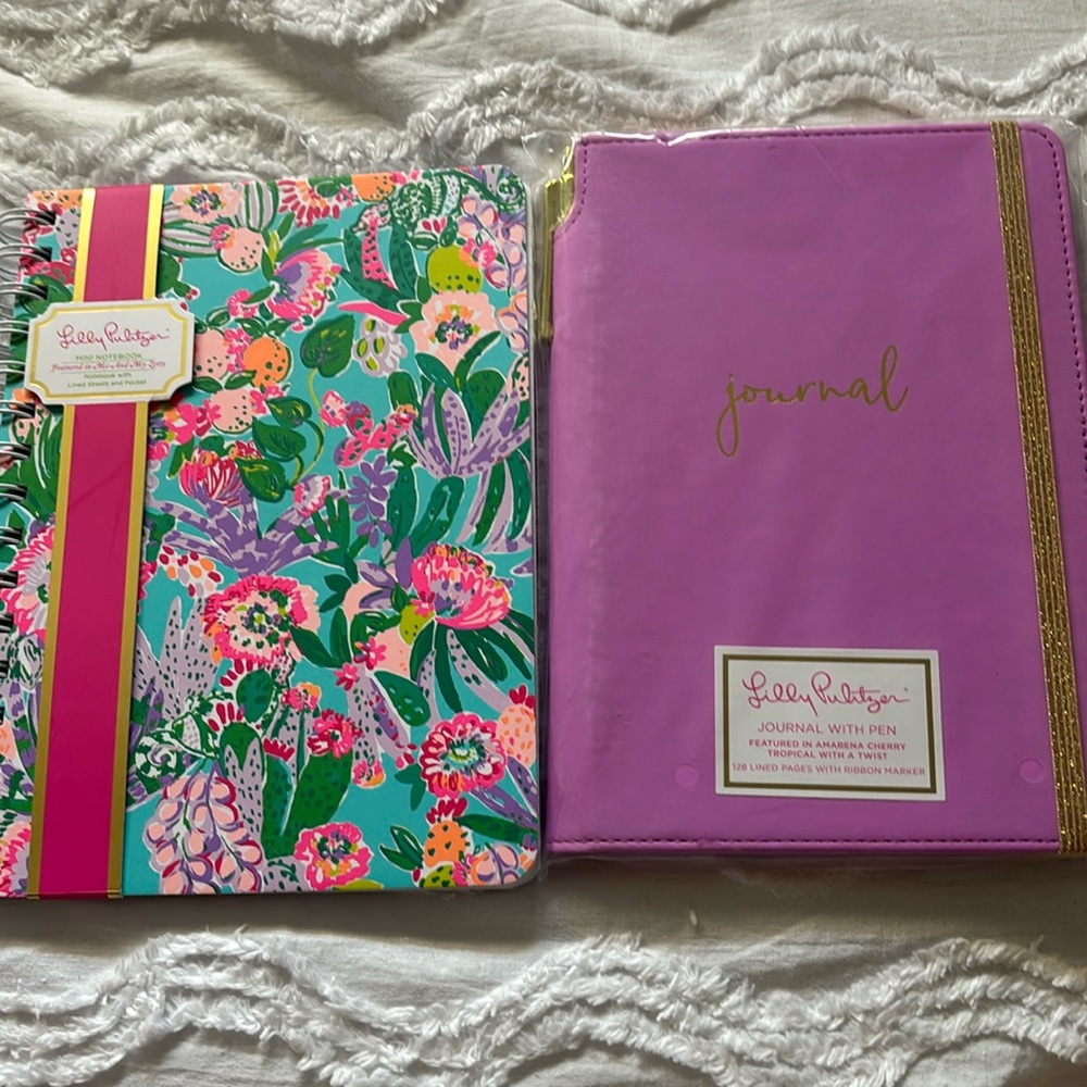 Lilly Pulitzer  notebook with 2 pocket and Amarena Cherry  journal with notebook